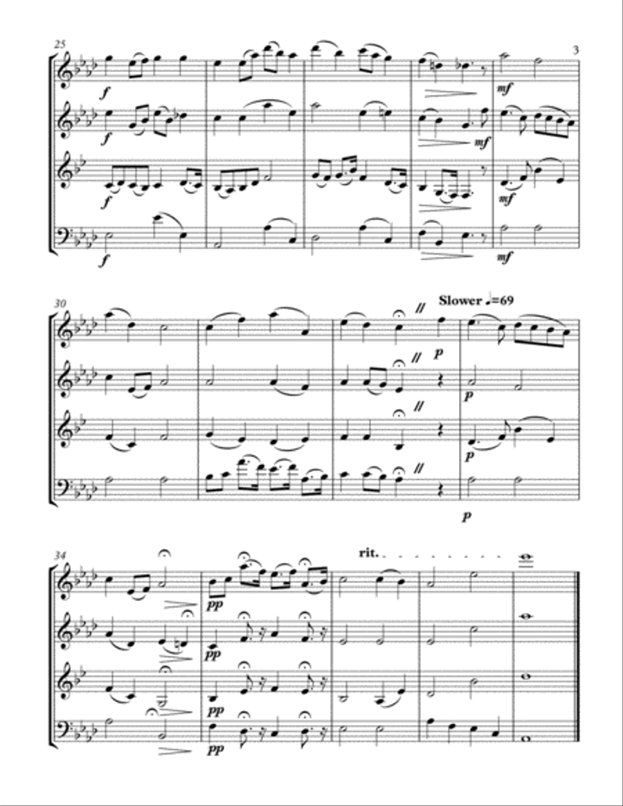 Jeanie with the Light Brown Hair (wind quartet) Woodwind Quartet scores gallery preview page 3