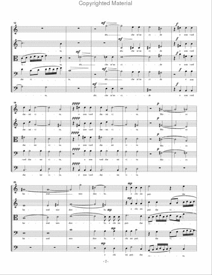 Moro lasso al mio duolo (for string quintet) String Quintet scores gallery preview page 3