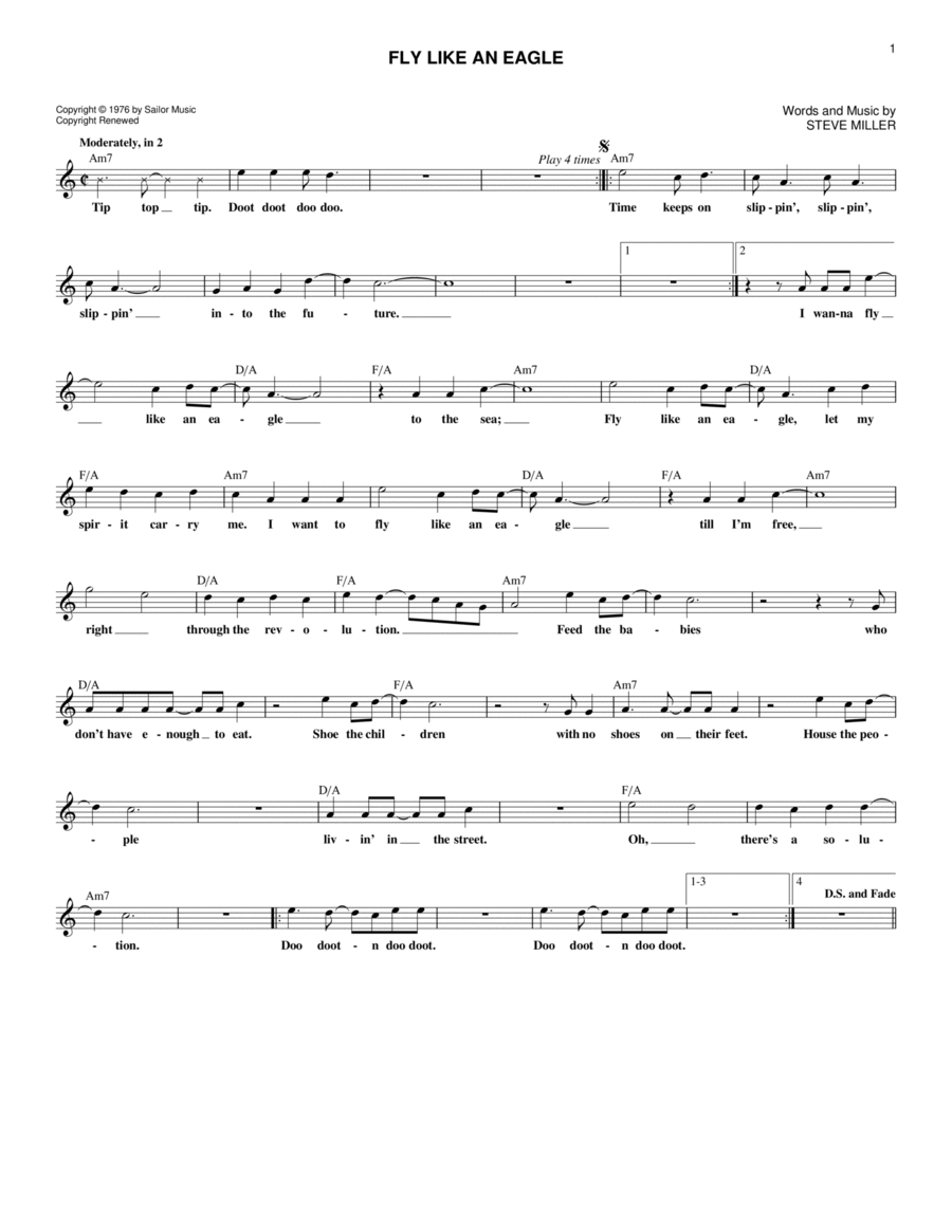 Fly Like An Eagle Fly Like An Eagle Guitar scores gallery preview page 1