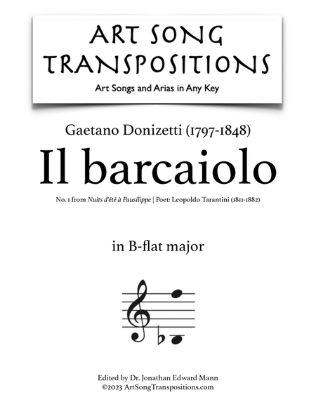 DONIZETTI: Il barcaiolo (transposed to B-flat major)