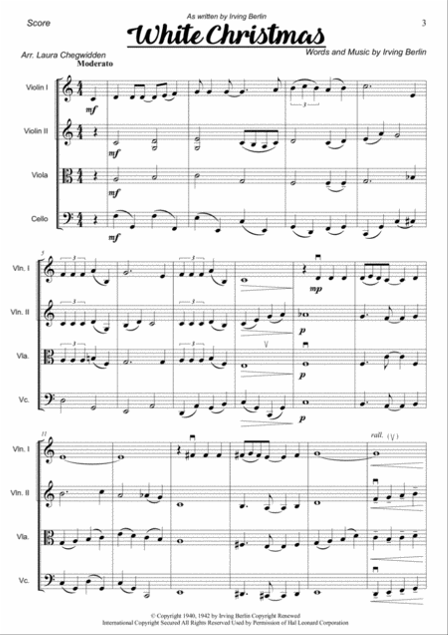 White Christmas String Quartet scores gallery preview page 3