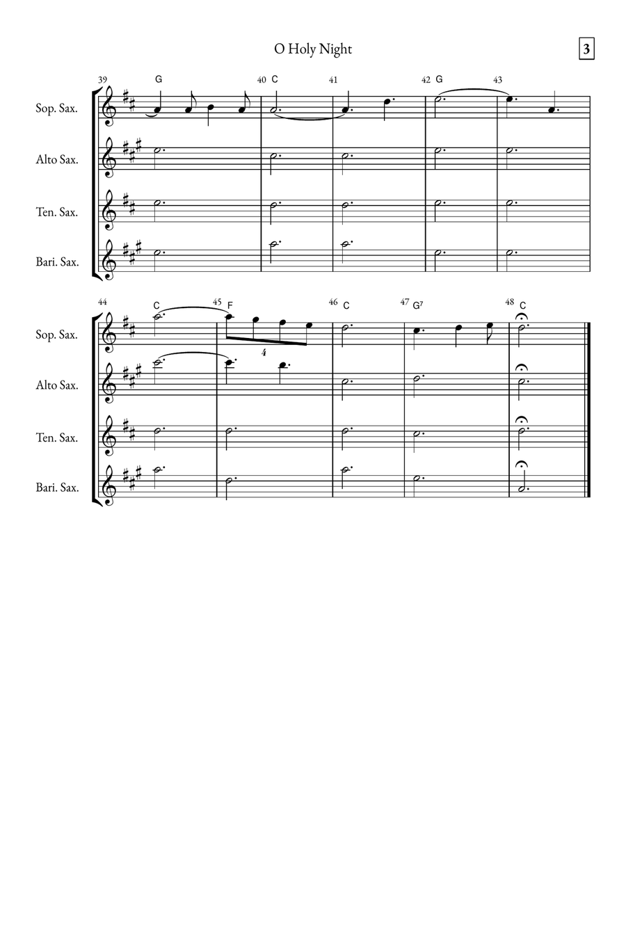 O Holy Night Saxophone Quartet scores gallery preview page 3