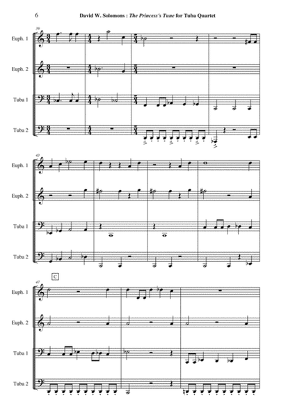 David W. Solomons: The Princess' Tune for tuba quartet (2 Bb euphoniums/2 C tubas)