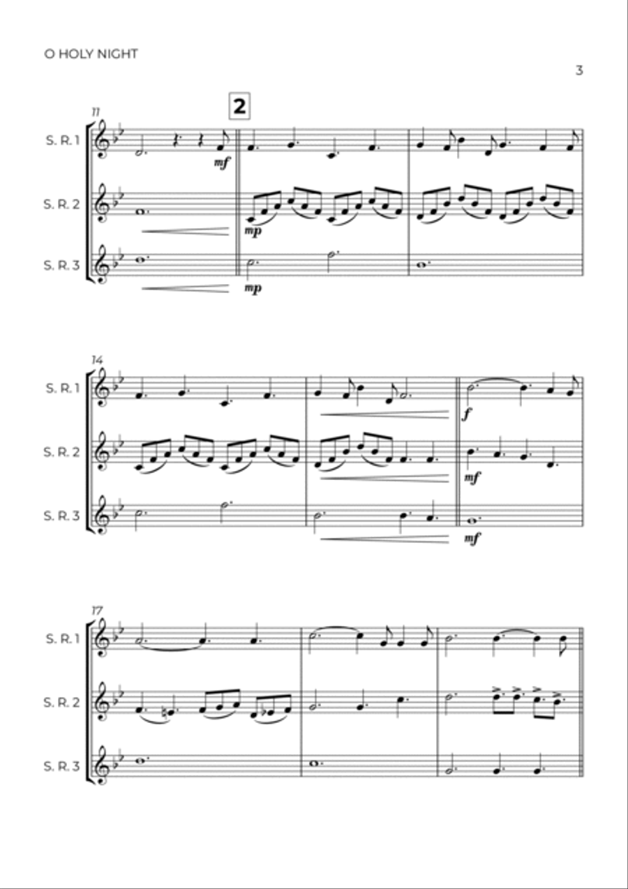 O Holy Night Soprano Recorder scores gallery preview page 3