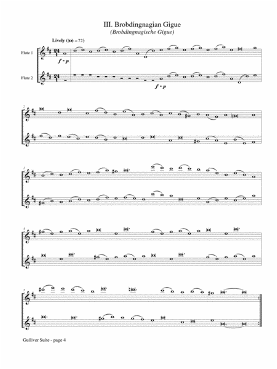 Gulliver Suite for Two Flutes Flute Duet scores gallery preview page 4