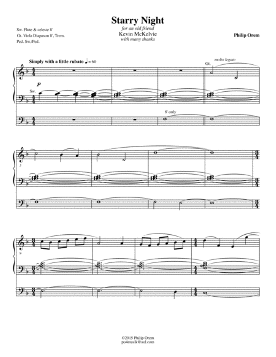Starry Night Organ Solo scores gallery preview page 2