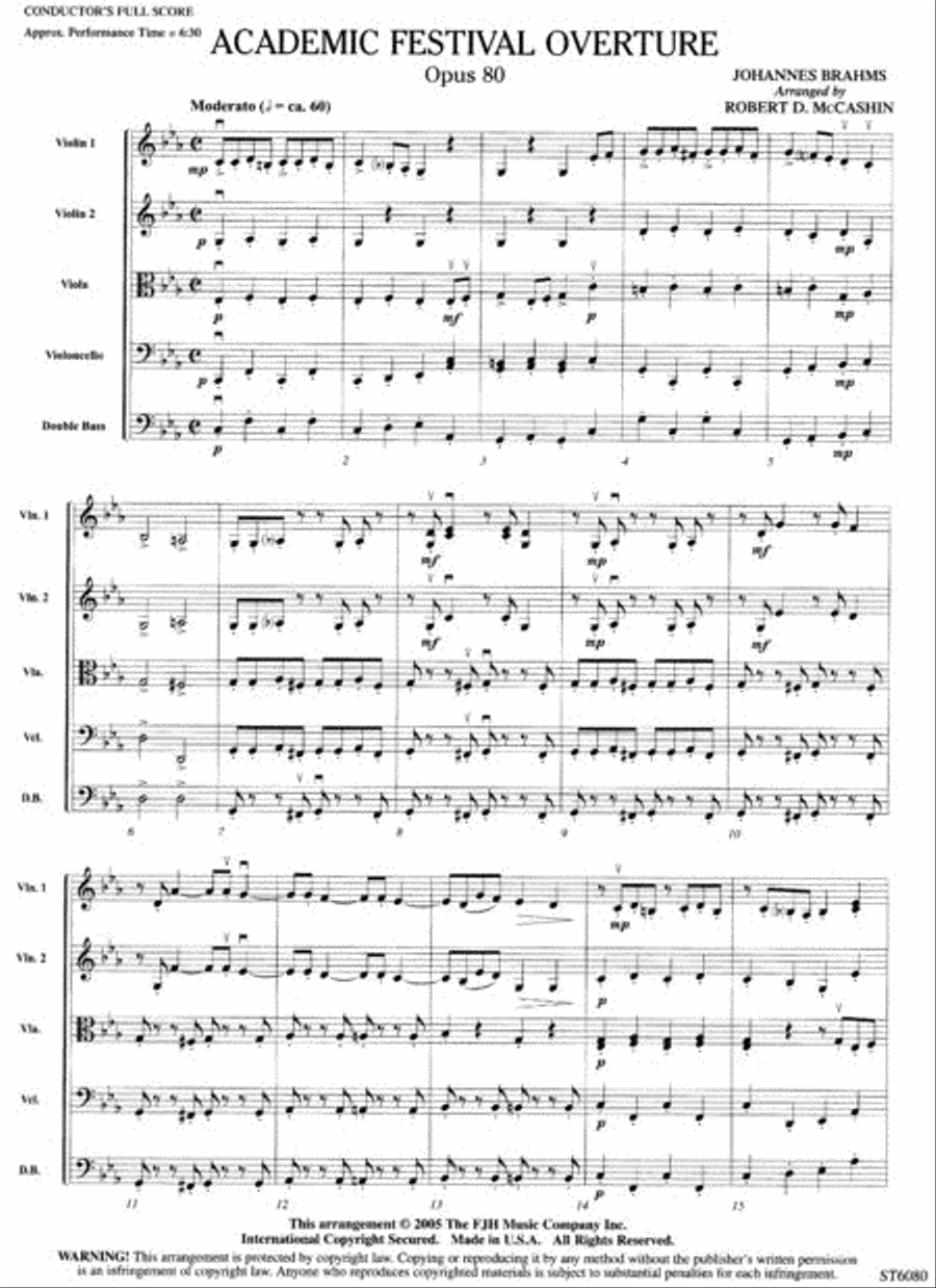 Academic Festival Overture, Opus 80 String Orchestra scores gallery preview page 2