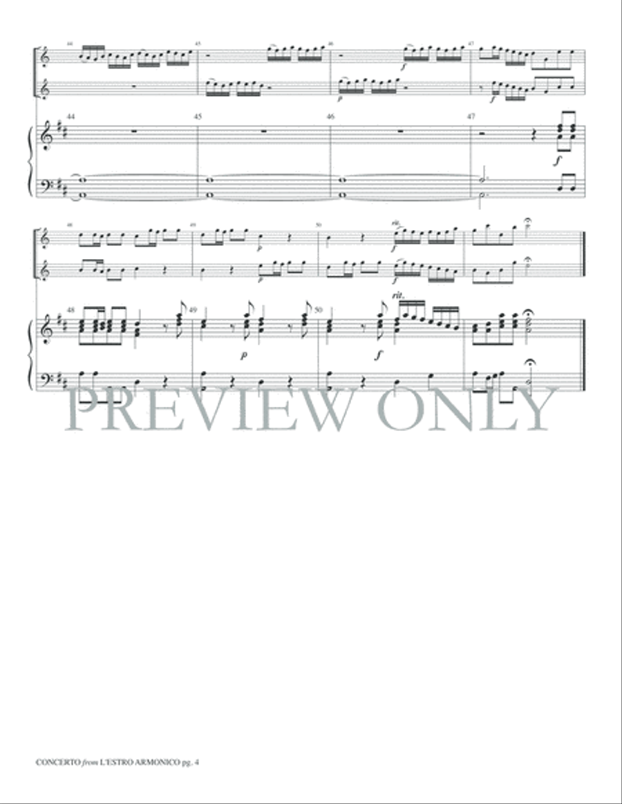 Concerto from L'Estro armonico, Op. 3, No. 9 Trumpet Duet scores gallery preview page 6