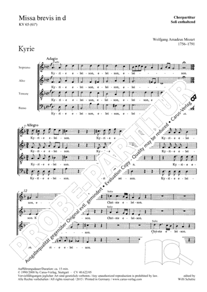 Missa brevis in D minor