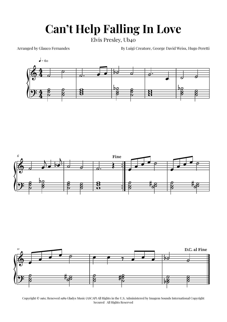 Can't Help Falling In Love Piano Method scores gallery preview page 1