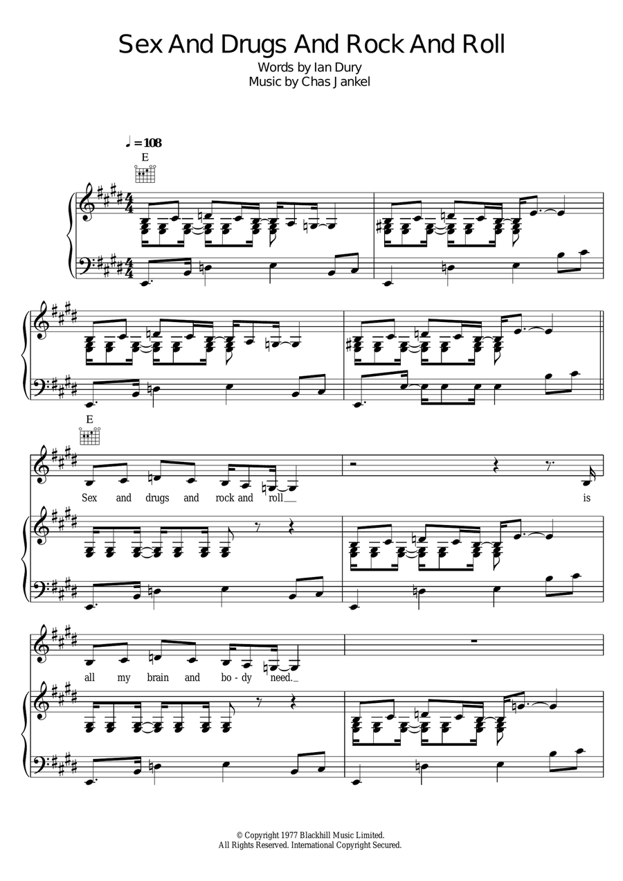 Sex And Drugs And Rock And Roll Piano, Vocal scores gallery preview page 1