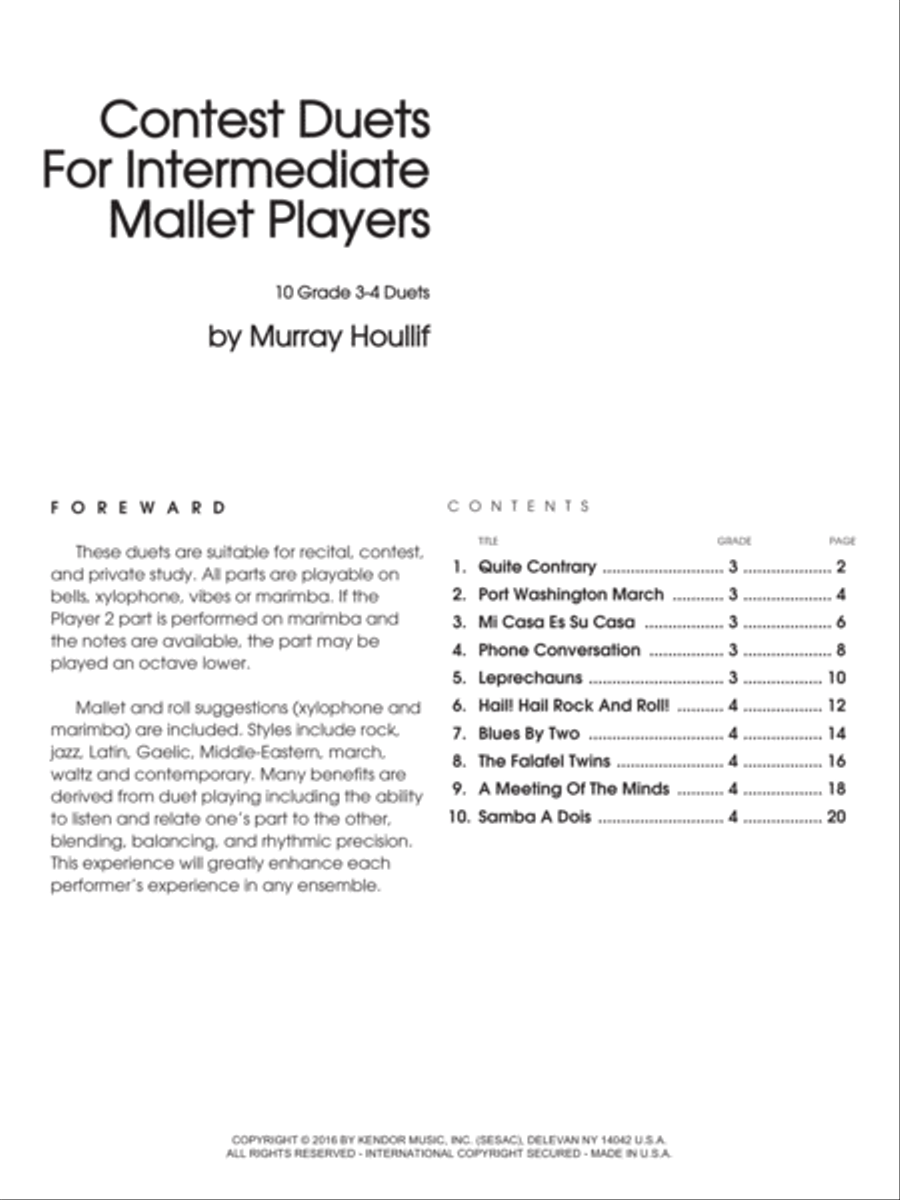 Contest Duets For Intermediate Mallet Players Percussion scores gallery preview page 2