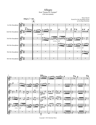 Allegro (from "Sonata for Trumpet") (Bb) (Alto Saxophone Sextet)