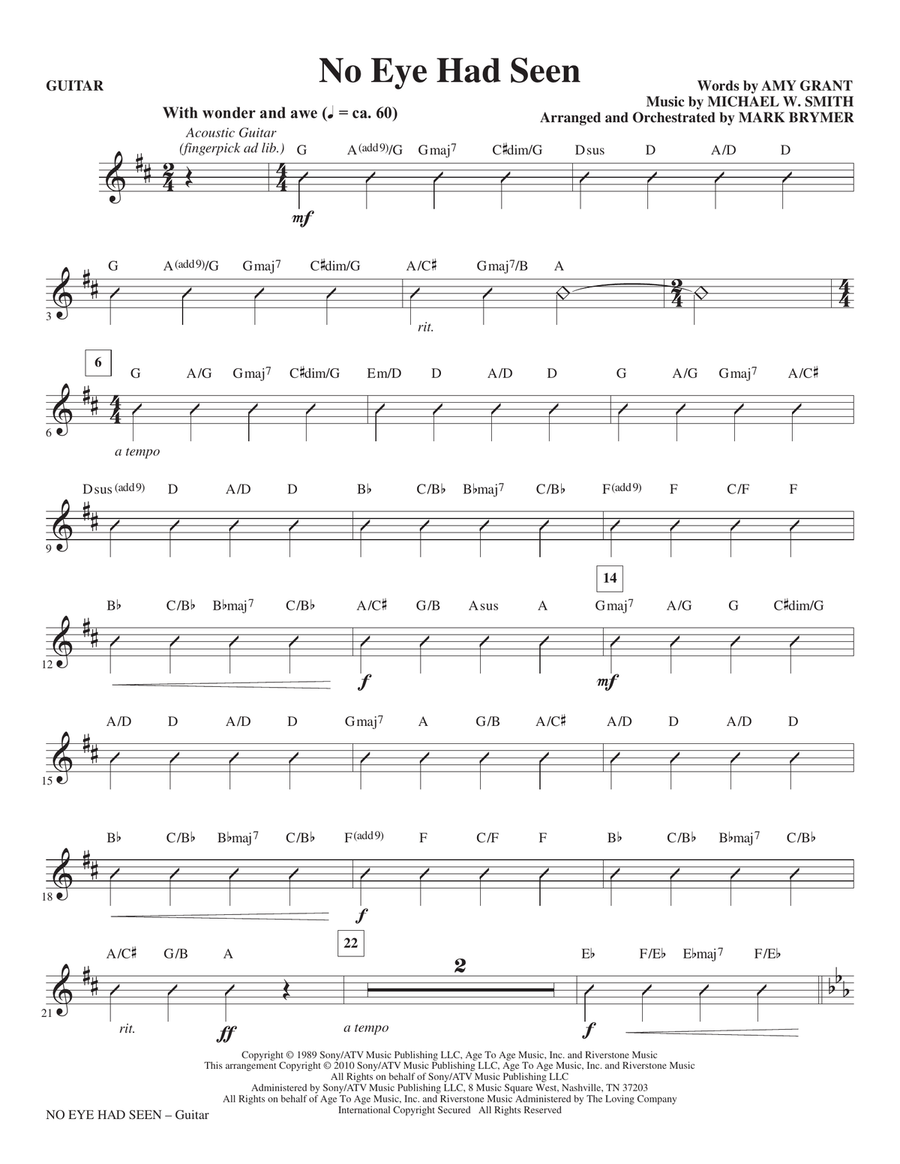 No Eye Had Seen - Guitar