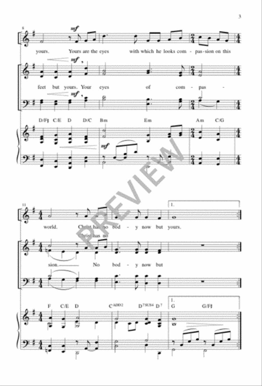 Christ Has No Body Now but Yours 4-Part scores gallery preview page 3