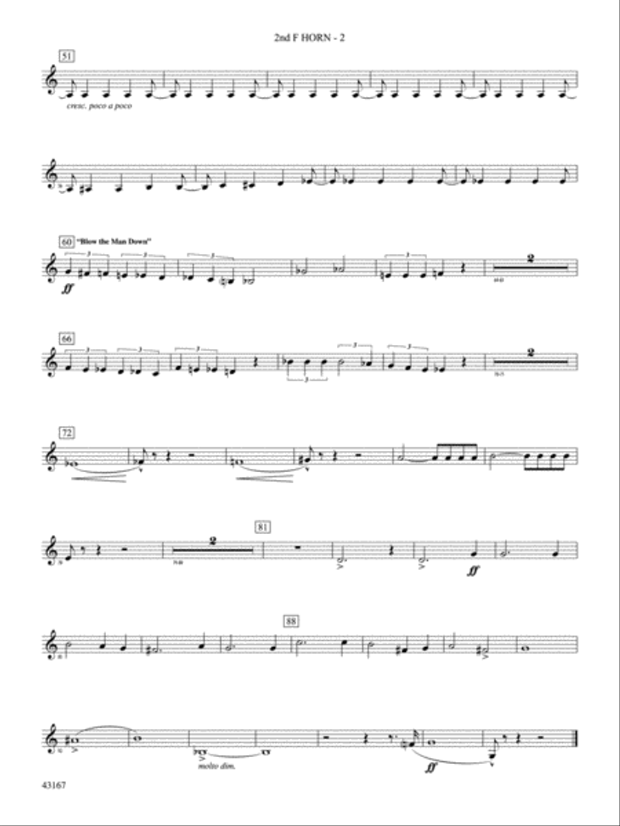 Down to the Sea in Ships (from the NBC TV Film Project 20): 2nd F Horn Concert Band scores gallery preview page 3