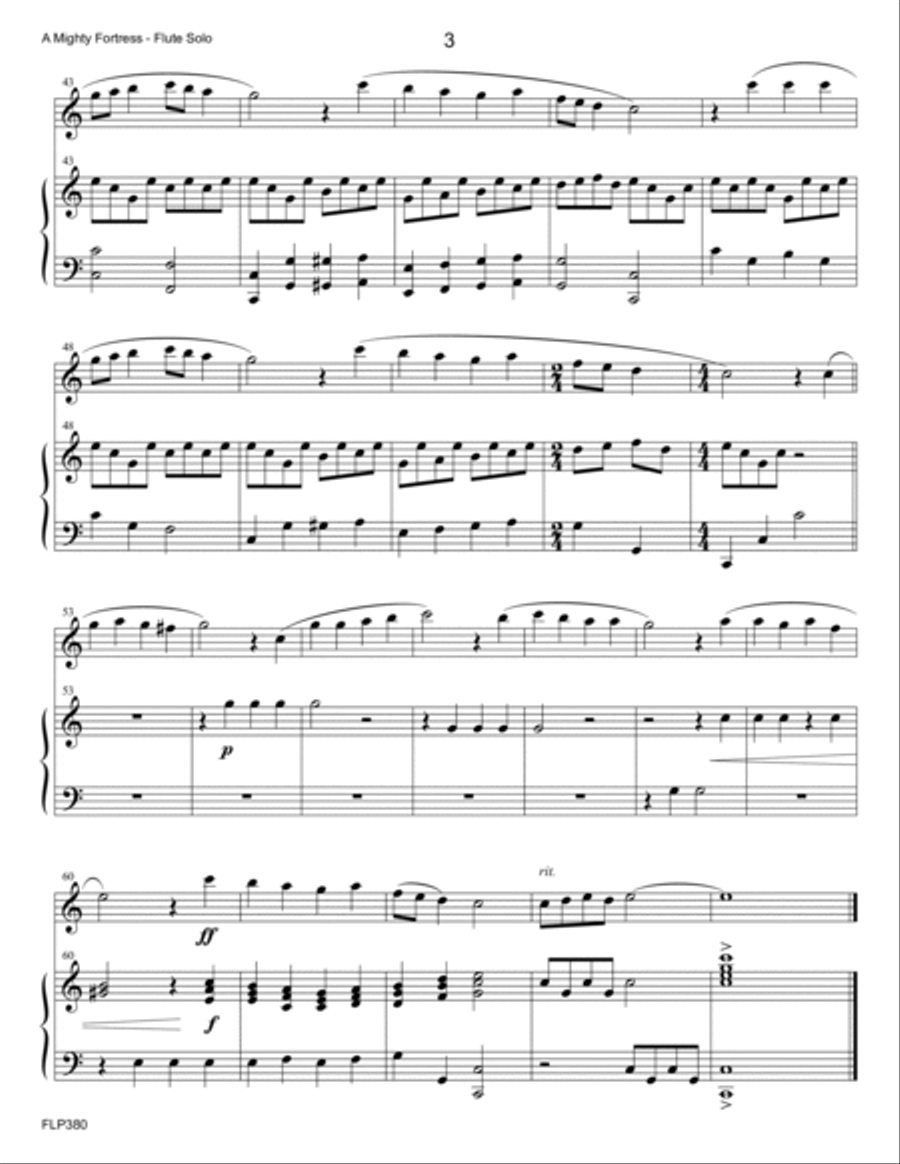 A MIGHTY FORTRESS - FLUTE SOLO with Piano Accompaniment A MIGHTY FORTRESS - FLUTE SOLO with Piano Accompaniment Flute Solo scores gallery preview page 3