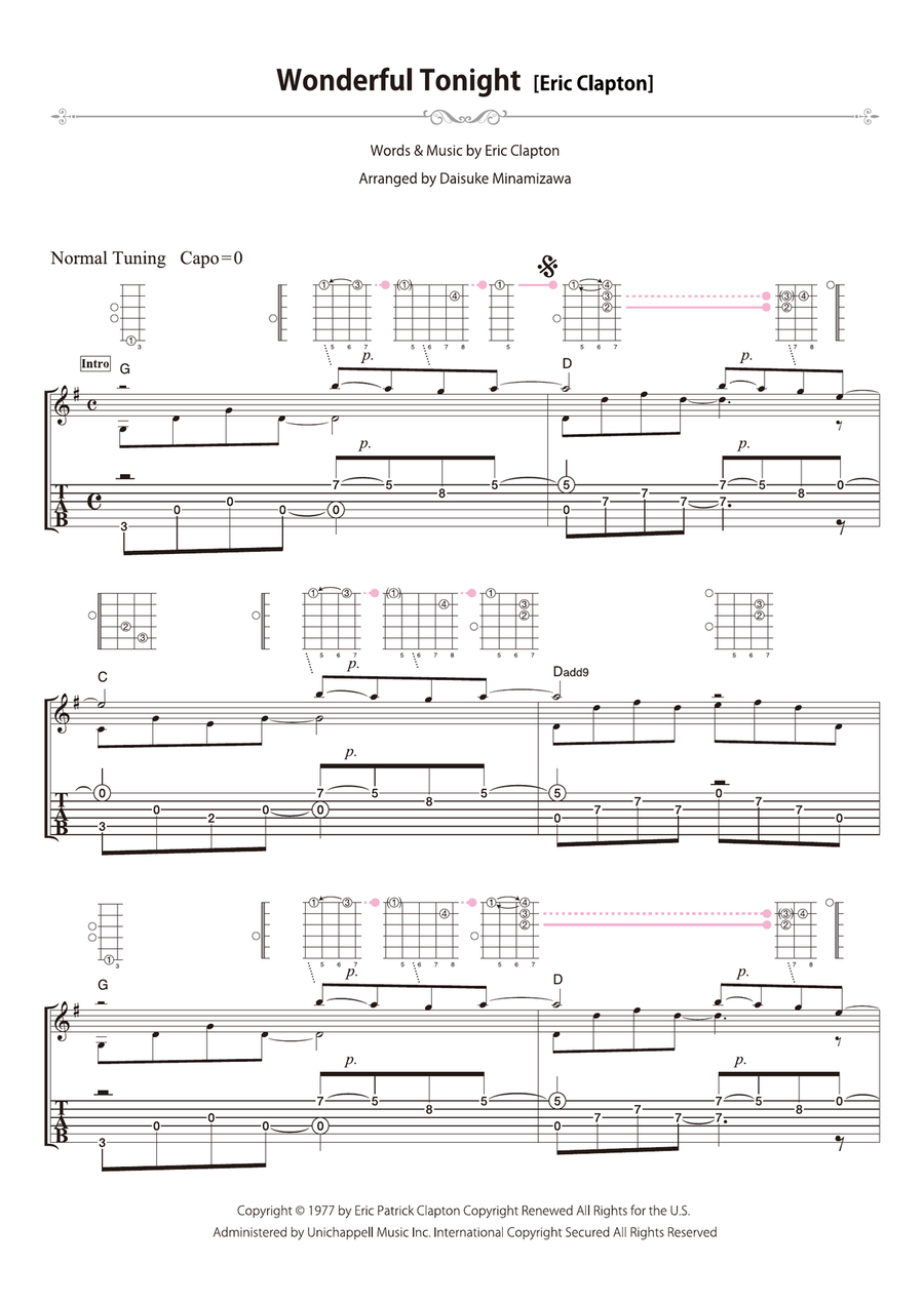 Wonderful Tonight Acoustic Guitar scores gallery preview page 1