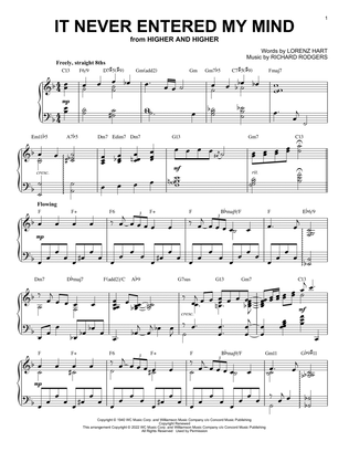It Never Entered My Mind [Jazz version] (from Higher And Higher) (arr. Brent Edstrom)
