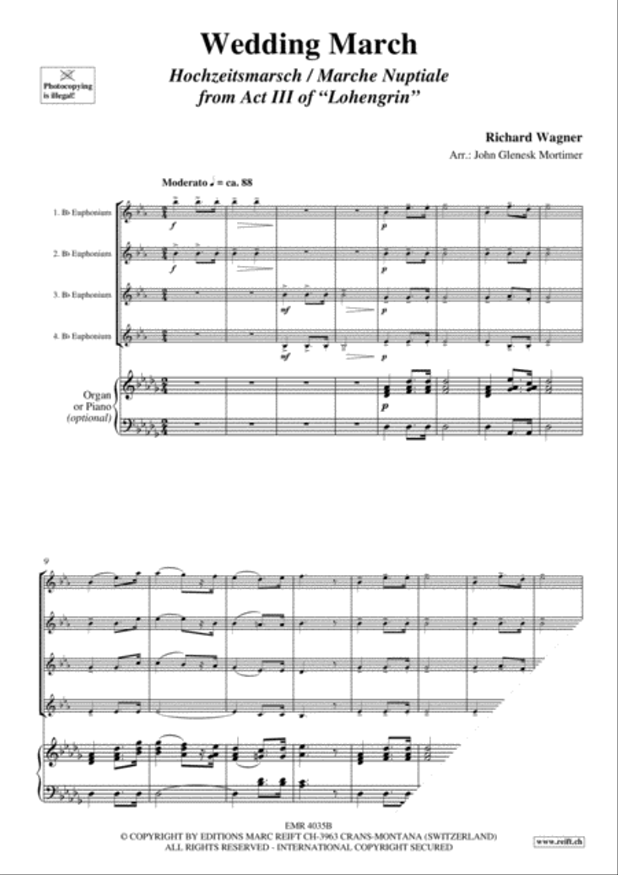 Wedding March Wedding March Euphonium Quartet scores gallery preview page 3