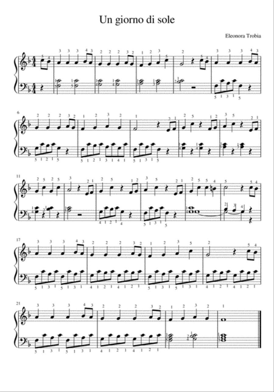 A Sunny Day Easy Piano scores gallery preview page 1