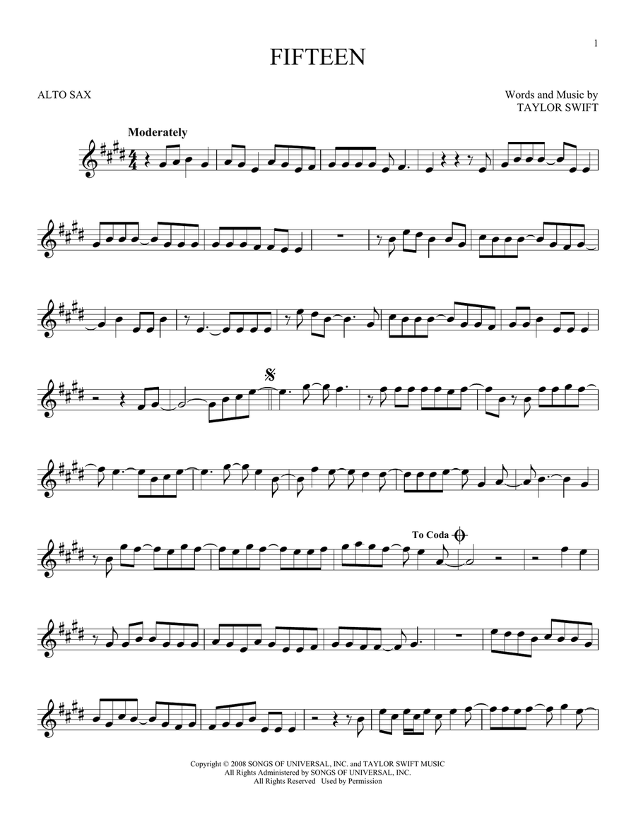 Fifteen Alto Saxophone scores gallery preview page 1
