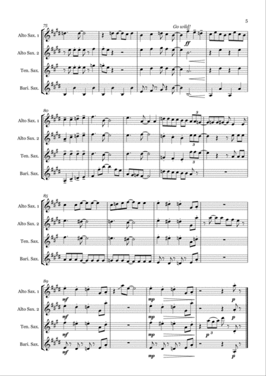 Seaside Rendezvous Saxophone Quartet scores gallery preview page 5