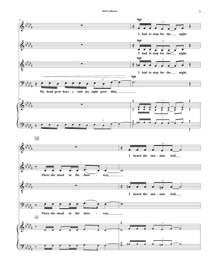 Hotel California 4-Part scores gallery preview page 3