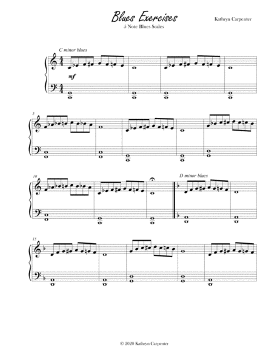 Book cover for Blues Exercises (5 Note Exercises)