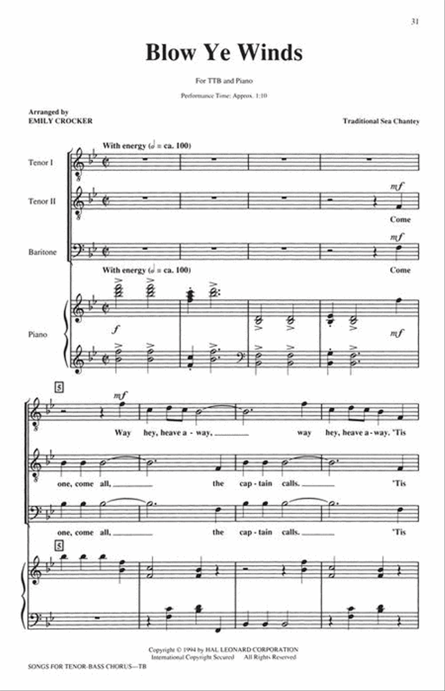 Songs for Tenor-Bass Chorus (Collection) TTB scores gallery preview page 9