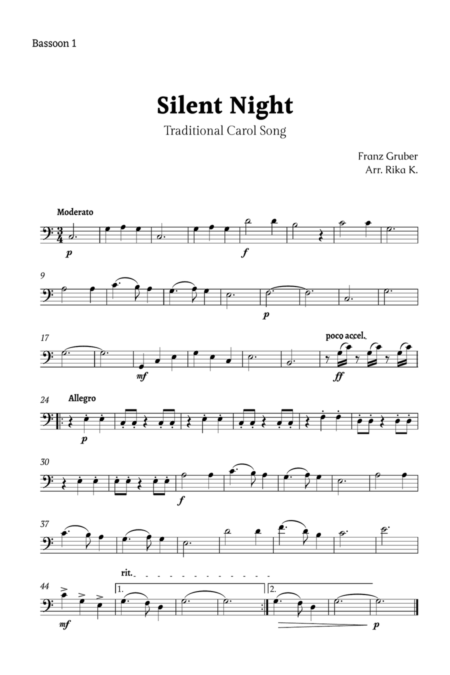 Silent Night for Bassoon Trio Woodwind Trio scores gallery preview page 3