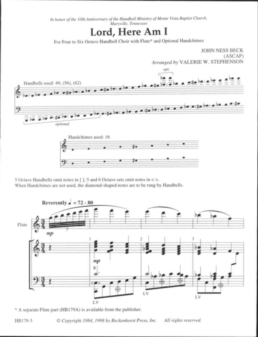 Lord, Here Am I - handbell arrangement 5-Octaves scores gallery preview page 2