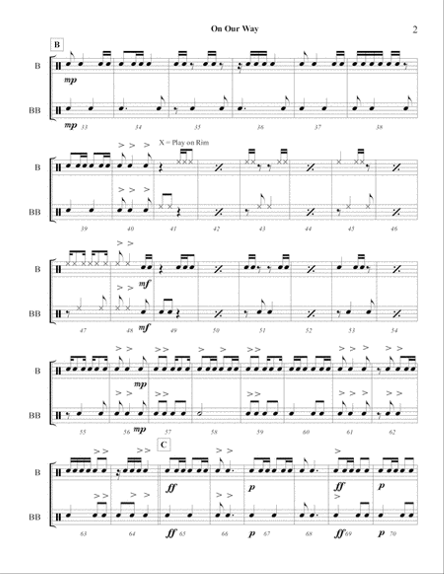On Our Way, Duet for Two Buckets - or More Percussion Ensemble scores gallery preview page 3