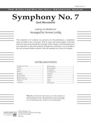 Book cover for Symphony No. 7 (2nd Movement): Score