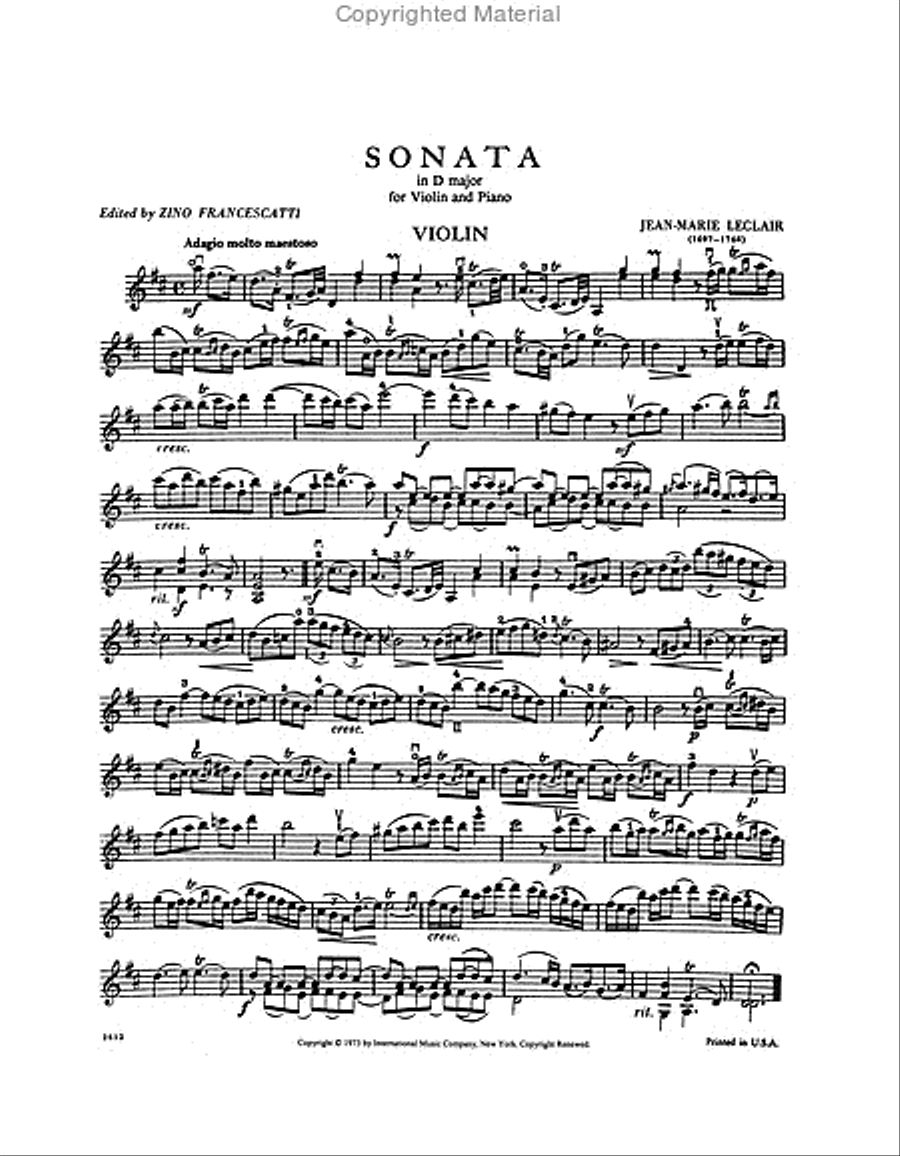Sonata In D Major Violin Solo scores gallery preview page 4