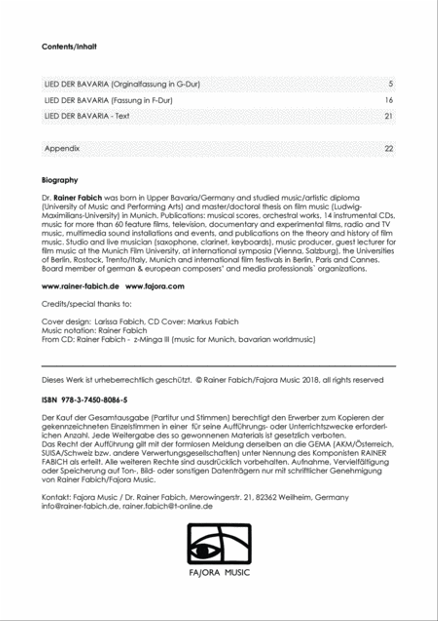 LIED DER BAVARIA - Song of Bavaria for Soprano and Piano Soprano Voice scores gallery preview page 3