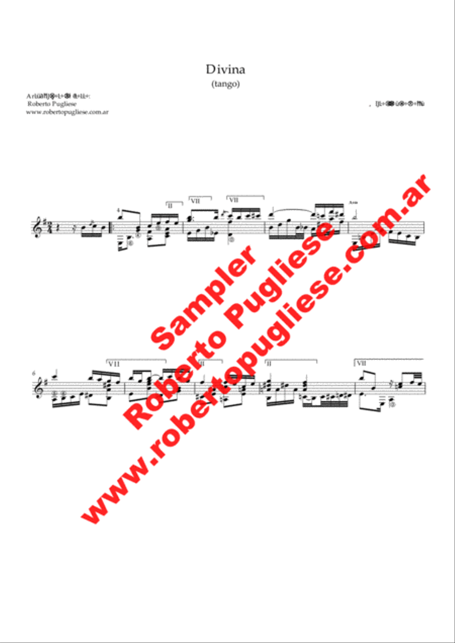 Divina - Tango (Mora - De La Calle) Classical Guitar scores gallery preview page 3
