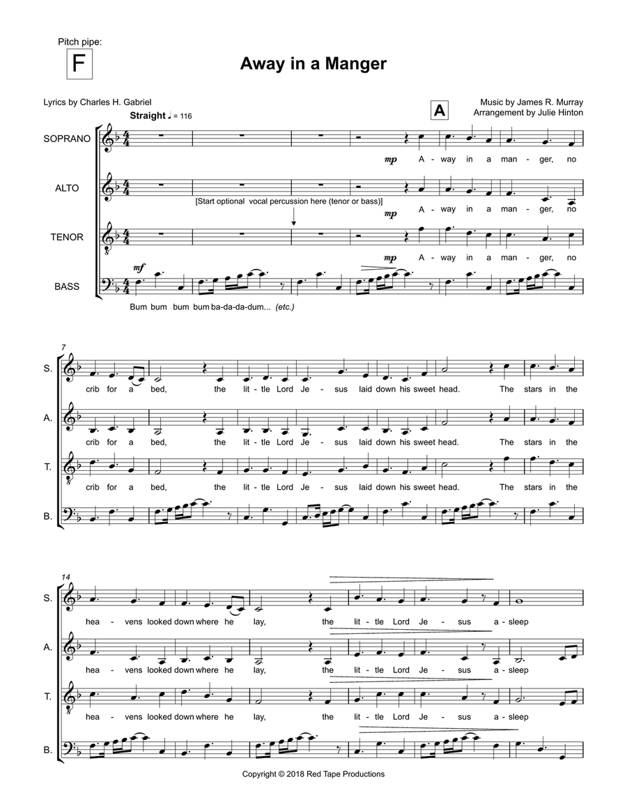 Away in a Manger 4-Part scores gallery preview page 2
