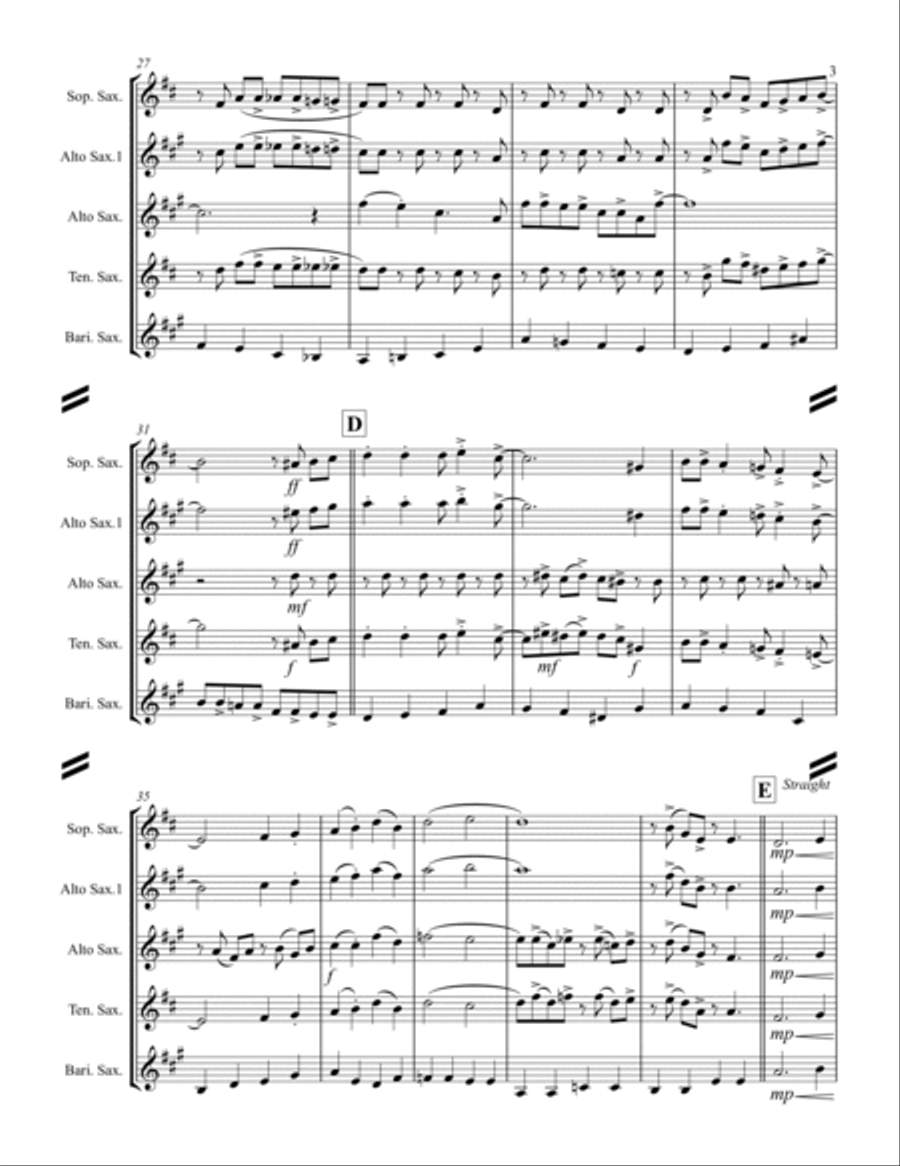I Saw Mommy Kissing Santa Claus Saxophone Quartet scores gallery preview page 4