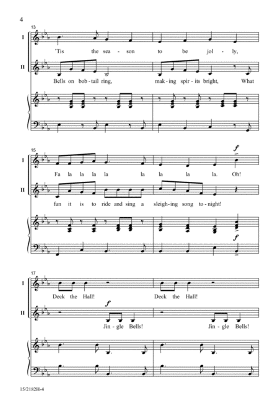 Deck the Hall with Jingle Bells 2-Part scores gallery preview page 4