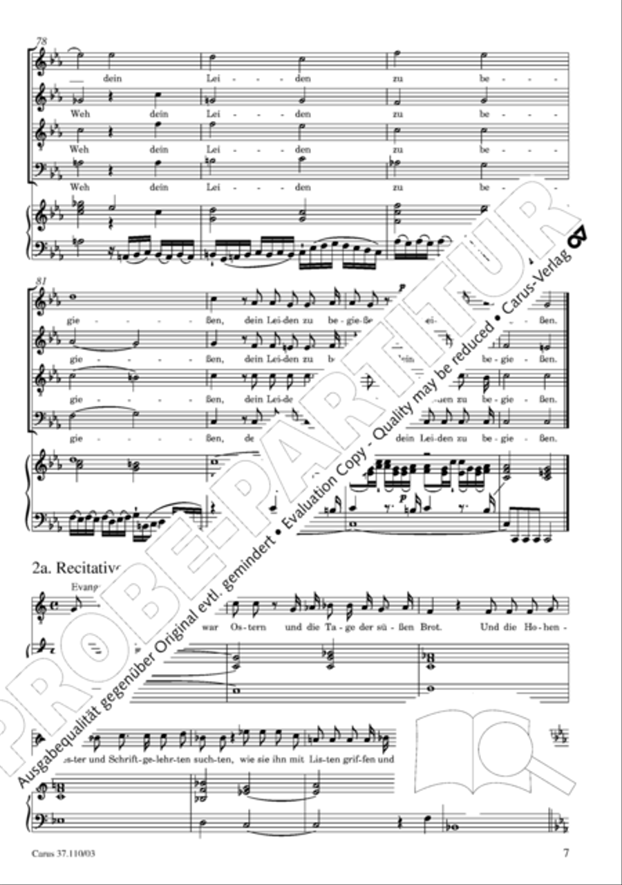 Markuspassion. Werkausgabe Reihe 1, Bd. 7 (Homilius) 4-Part scores gallery preview page 14
