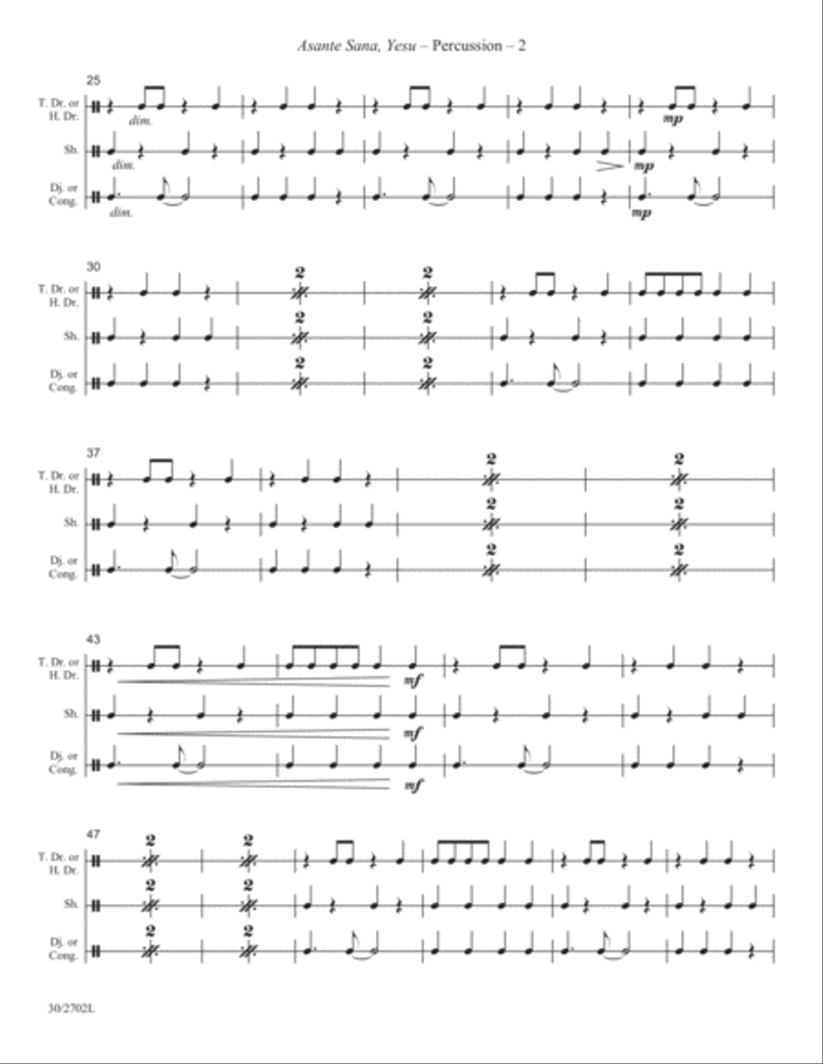 Asante Sana, Yesu (Thank You, Jesus) - Percussion Score and Parts Percussion scores gallery preview page 3