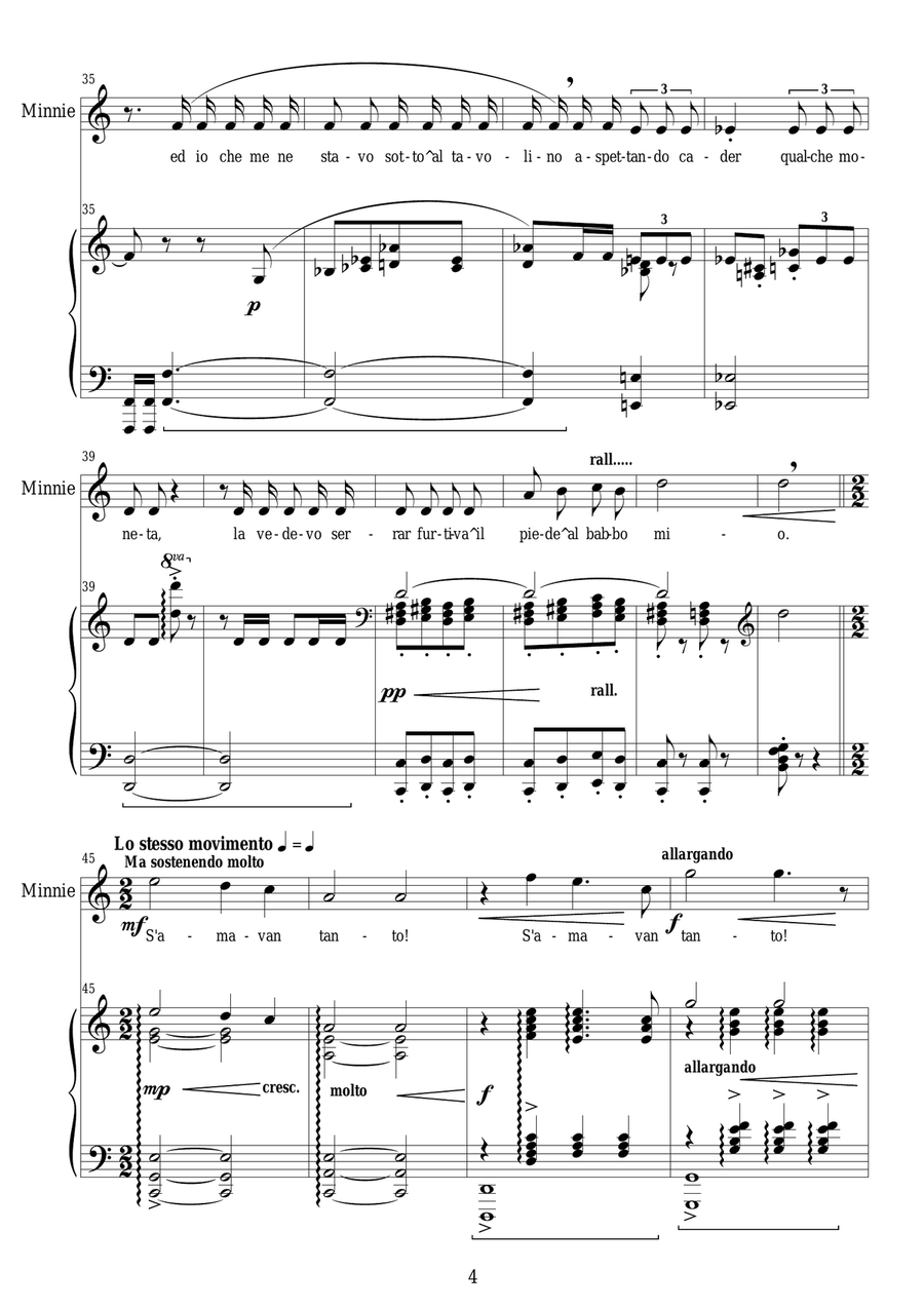 Puccini-La F.del W._Act1 Laggiù nel soledad-Soprano and piano Soprano Voice scores gallery preview page 4