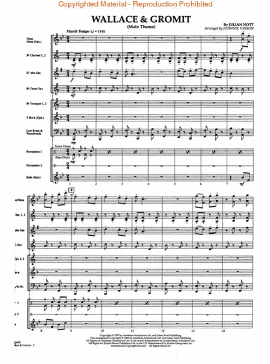 Wallace & Gromit Wallace & Gromit Concert Band scores gallery preview page 2