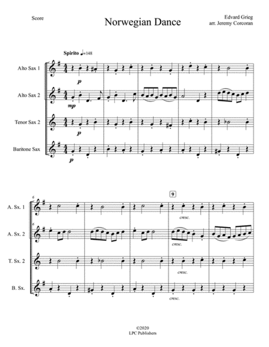Norwegian Dance for Saxophone Quartet (SATB or AATB) image number null