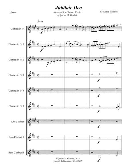 Gabrieli: Jubilate Deo Ch. 136 for Clarinet Choir image number null