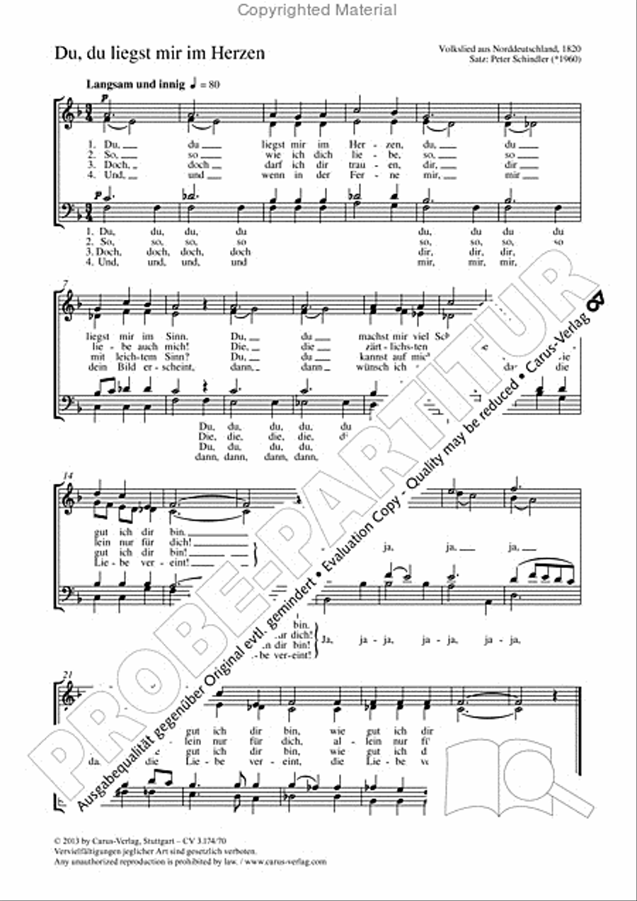 Du, du liegst mir am Herzen 4-Part scores gallery preview page 2