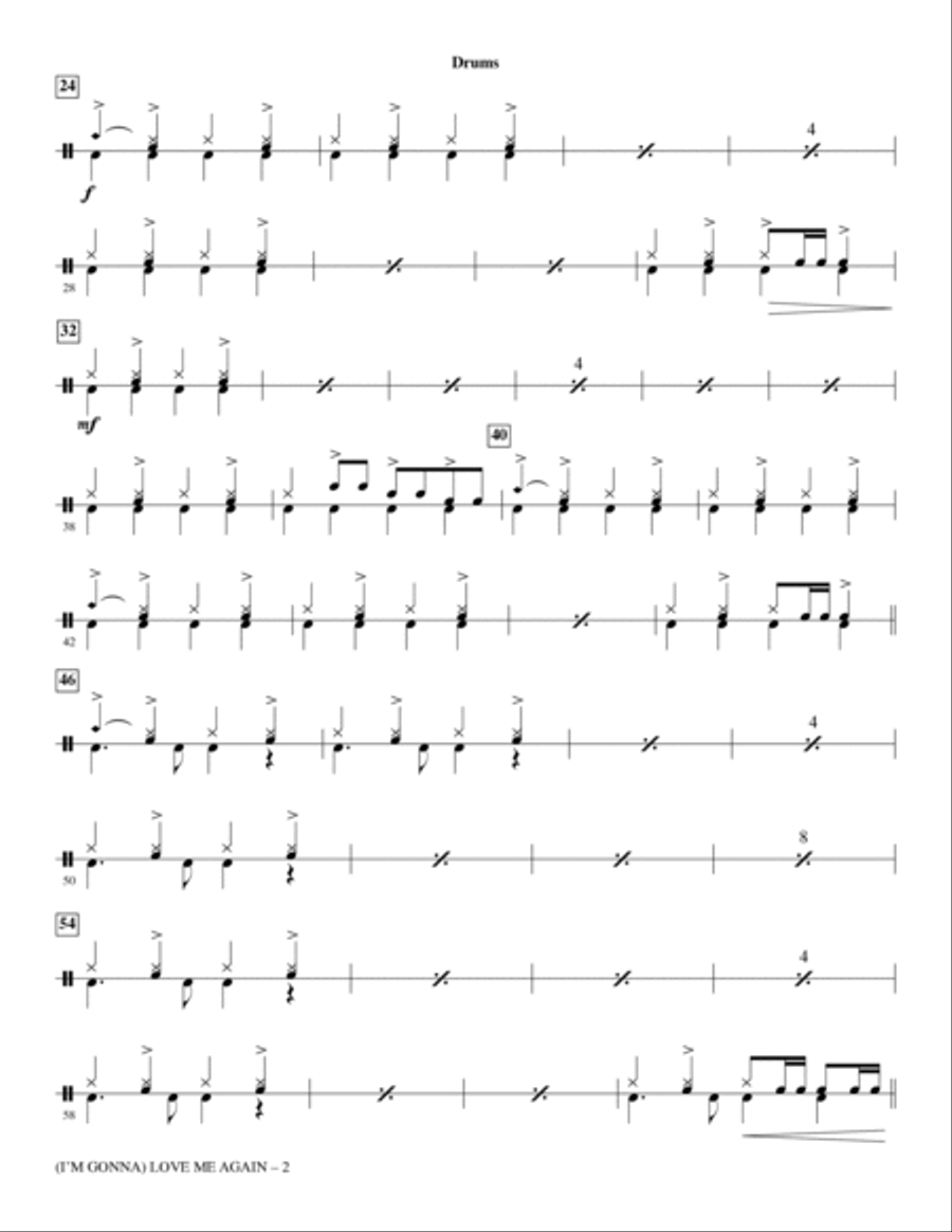 (I'm Gonna) Love Me Again (from Rocketman) (arr. Ed Lojeski) - Drums Choir scores gallery preview page 2