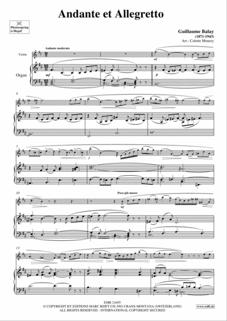 Andante et Allegretto Violin scores gallery preview page 3