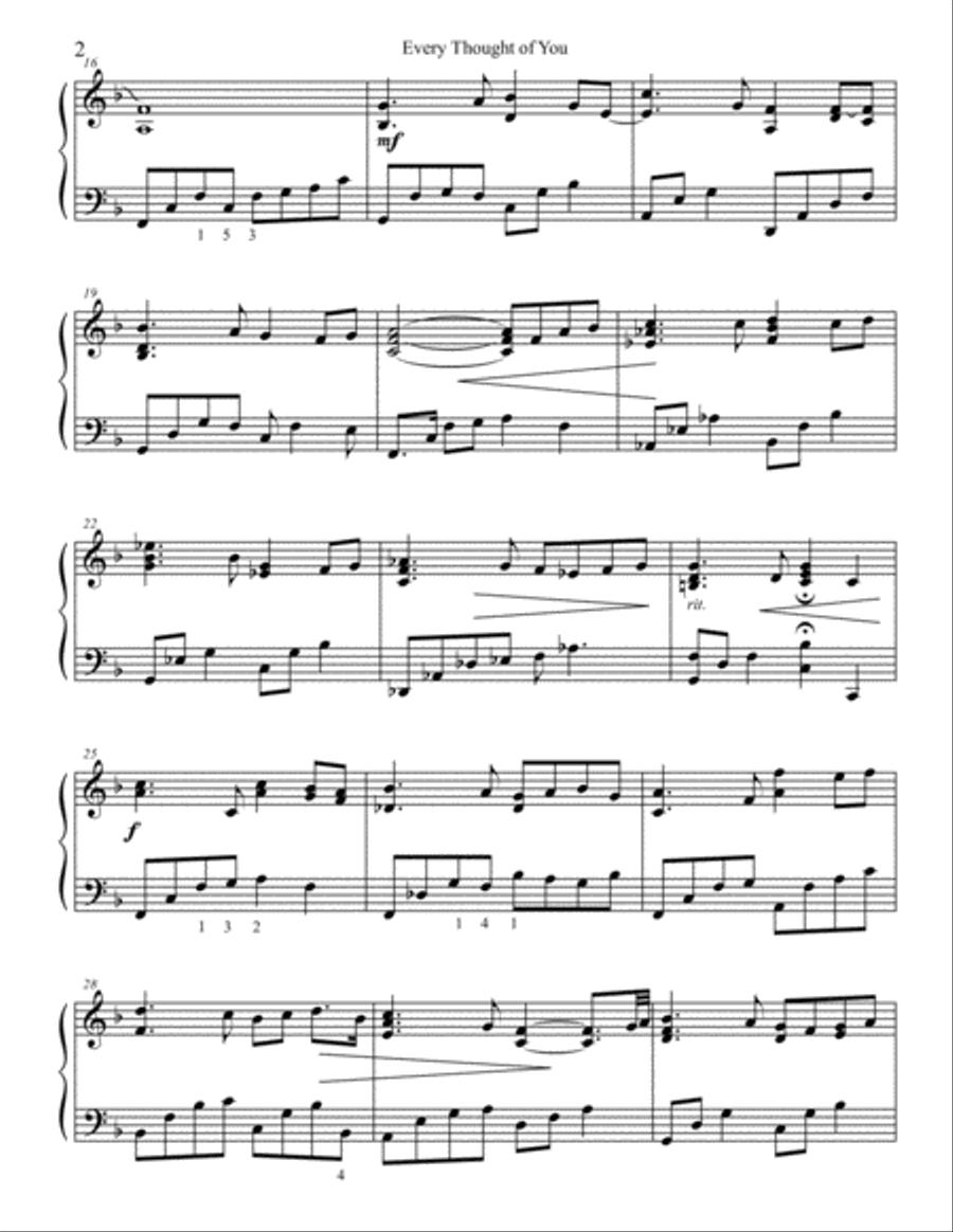 Every Thought of You Piano Solo scores gallery preview page 2